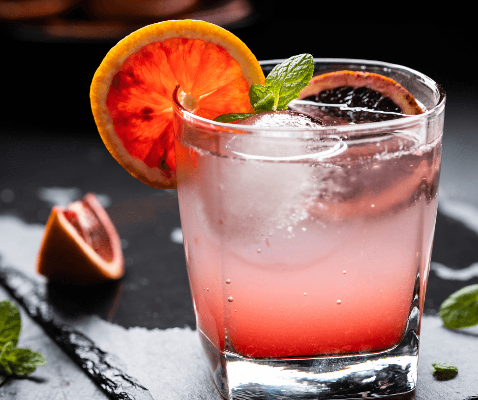 Cherry Citrus Evening Mocktail. Made with Barlean’s Orange Crème Magnesium and Sleep Support Mood Drops