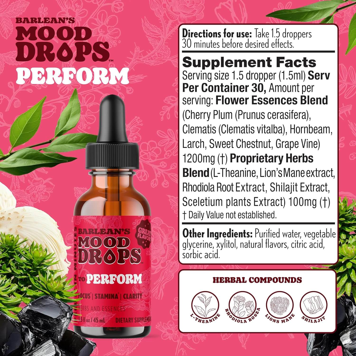 Perform Mood Drops with flower essences and adaptogenic herbs