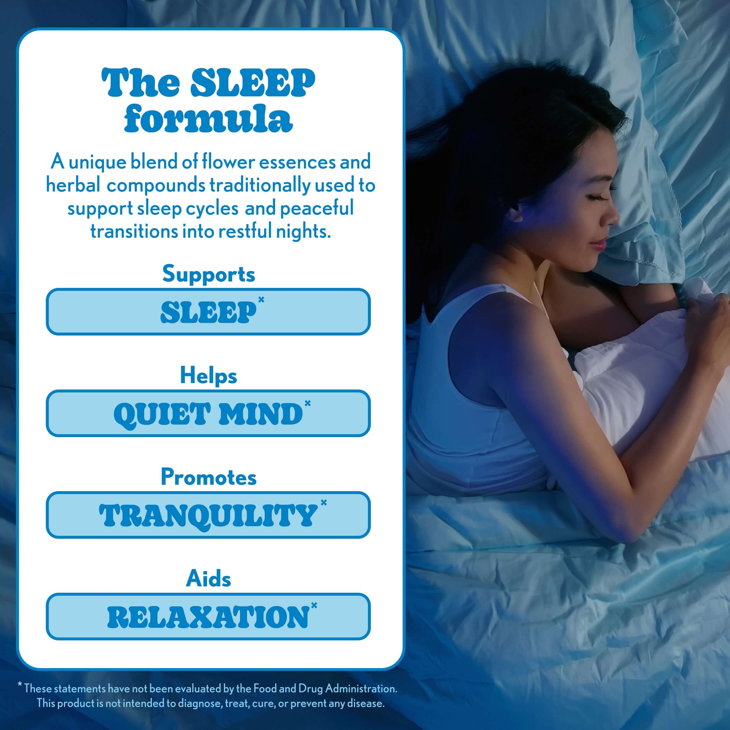 Sleep Support Mood Drops for emotional balance, tranquility, and relaxation with flower essences and adaptogenic herbs.