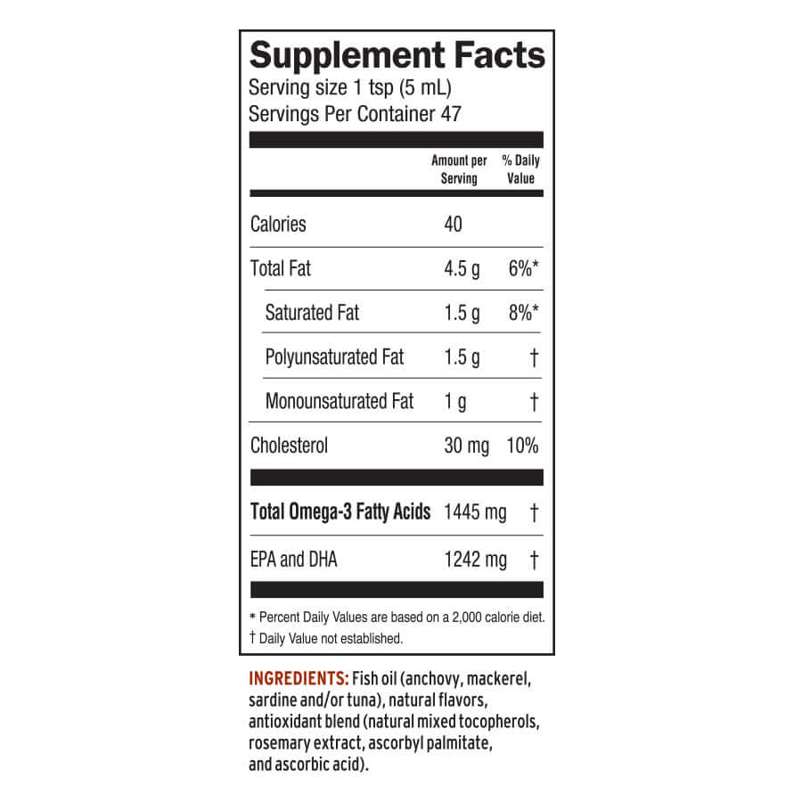 Fresh Catch® Orange Fish Oil | Omega-3 Liquid SupplementBalanced Stress Response,Brain Function Support,Eye Health,Happy Heart,Liquid,Mood Lift