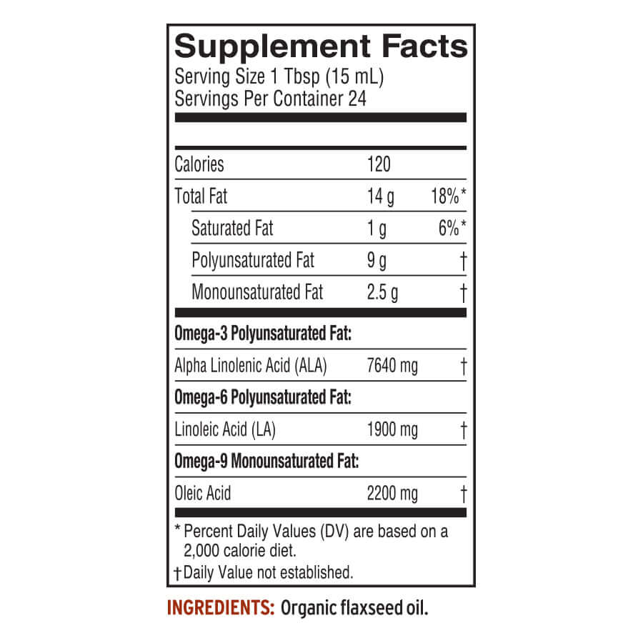 Organic Fresh Flax Oil Omega-3 ALA Supplement facts