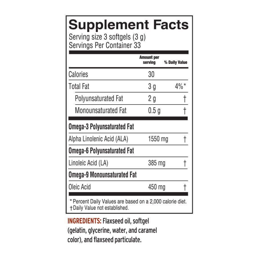 Barlean’s flax oil supplement in capsule form supplement facts