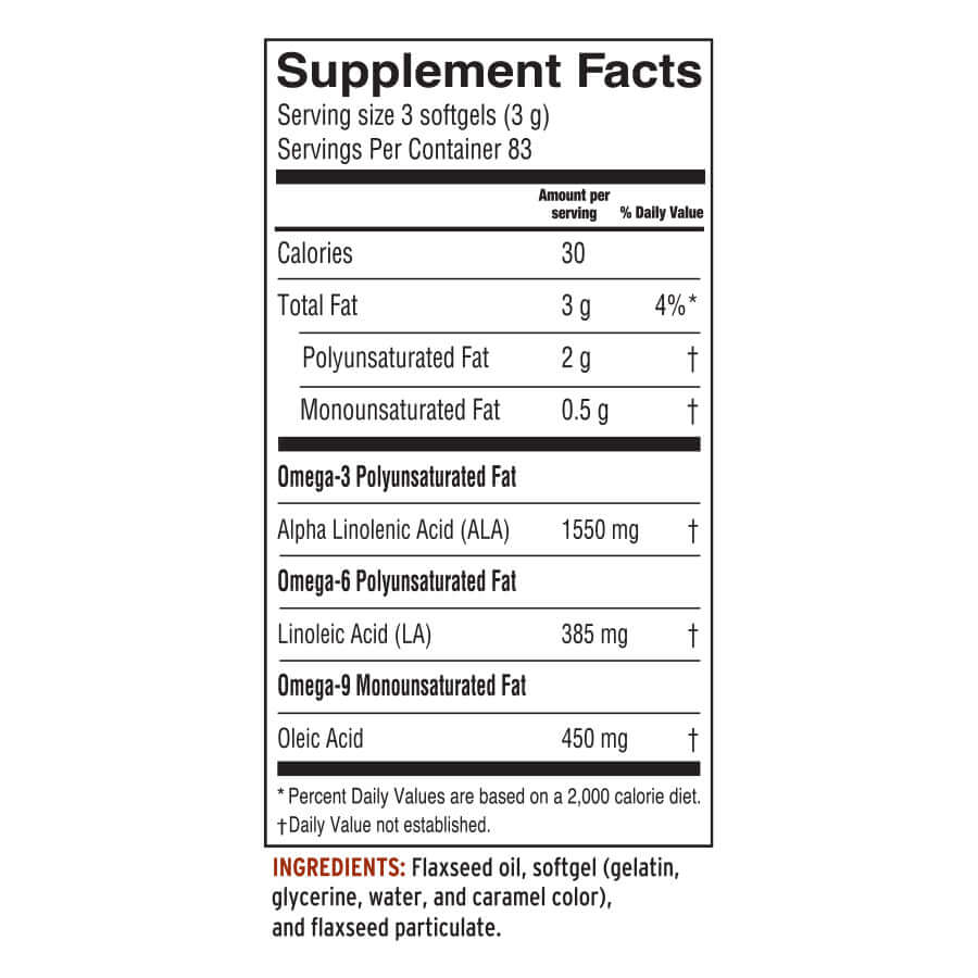 Barlean’s flax oil supplement in capsule form supplement facts