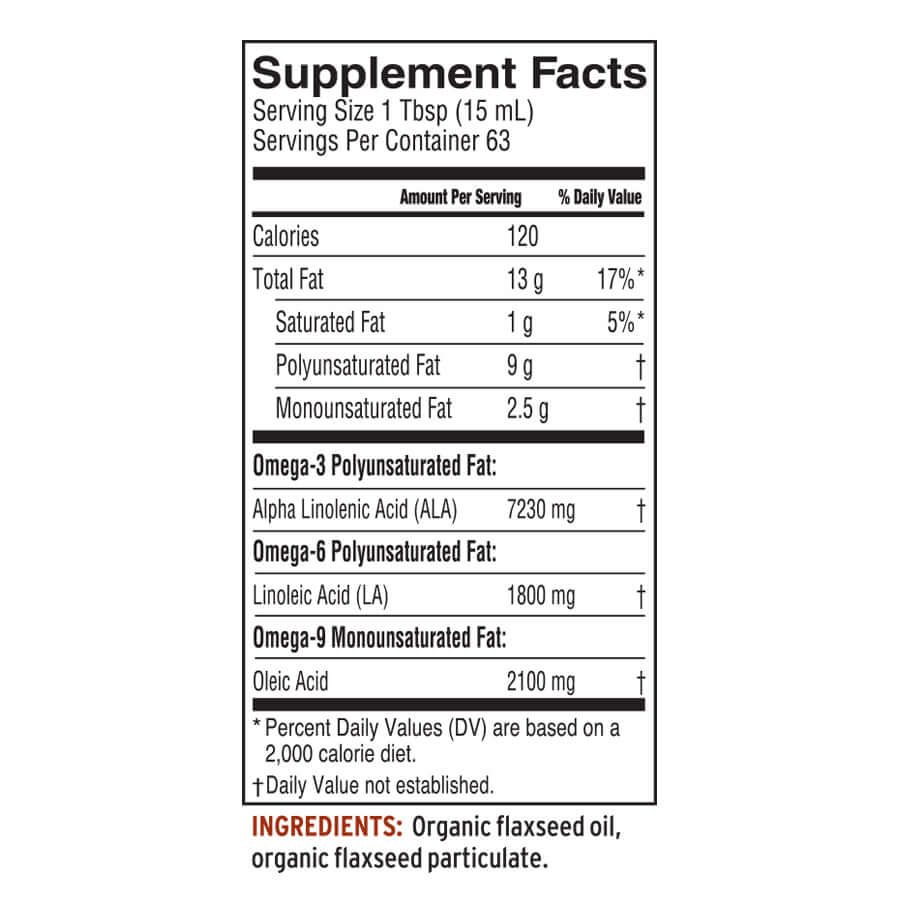 Barlean’s Organic Lignan Flax Oil | Plant-Based Omega-3 supplement facts