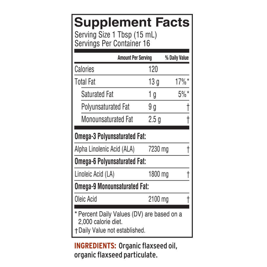 Barlean’s Organic Lignan Flax Oil | Plant-Based Omega-3 supplement facts