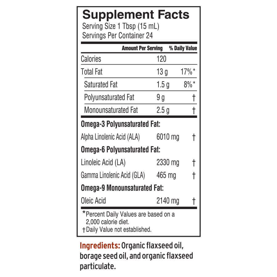 Essential fatty acid oil blend for daily use supplement facts