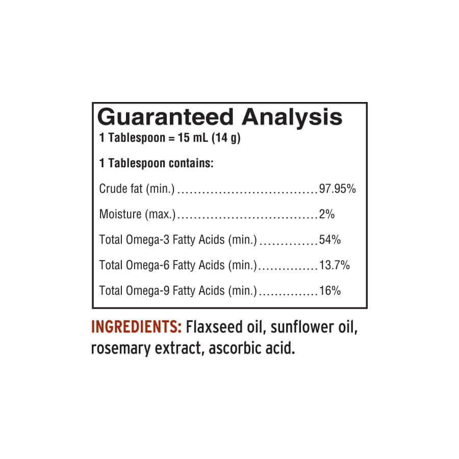 Organic flaxseed oil for dogs and cats supplement facts