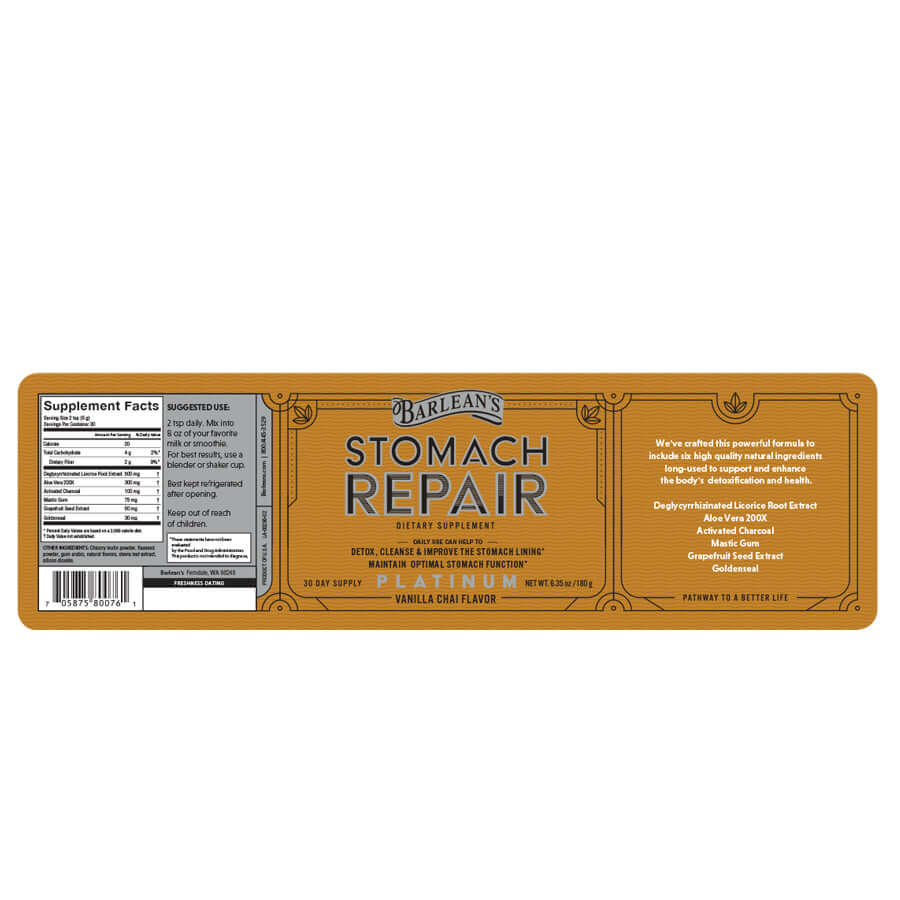 Digestive support powder with aloe and L-glutamine full label