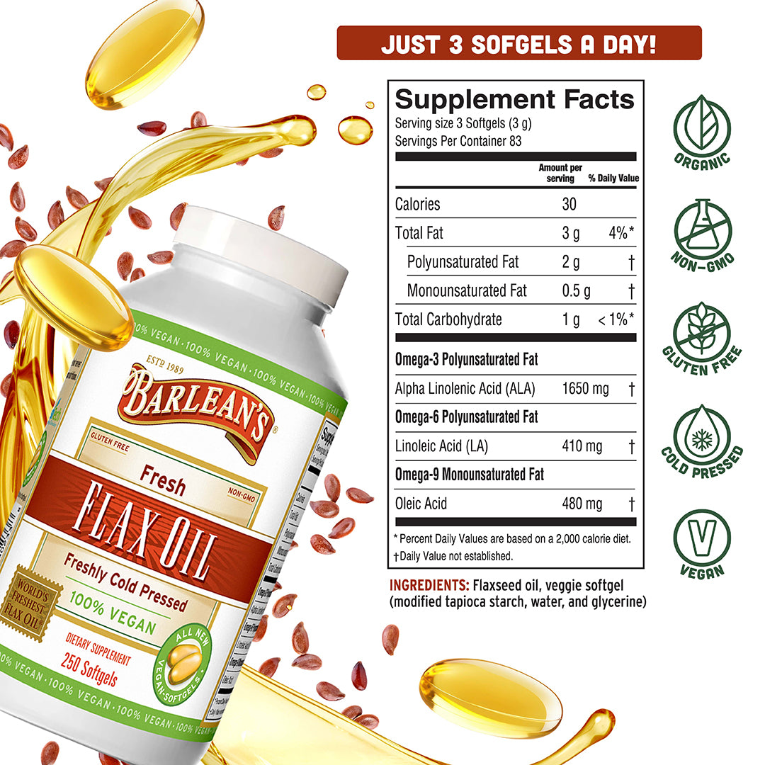 Fresh Flax Oil Vegan Omega-3 Softgels