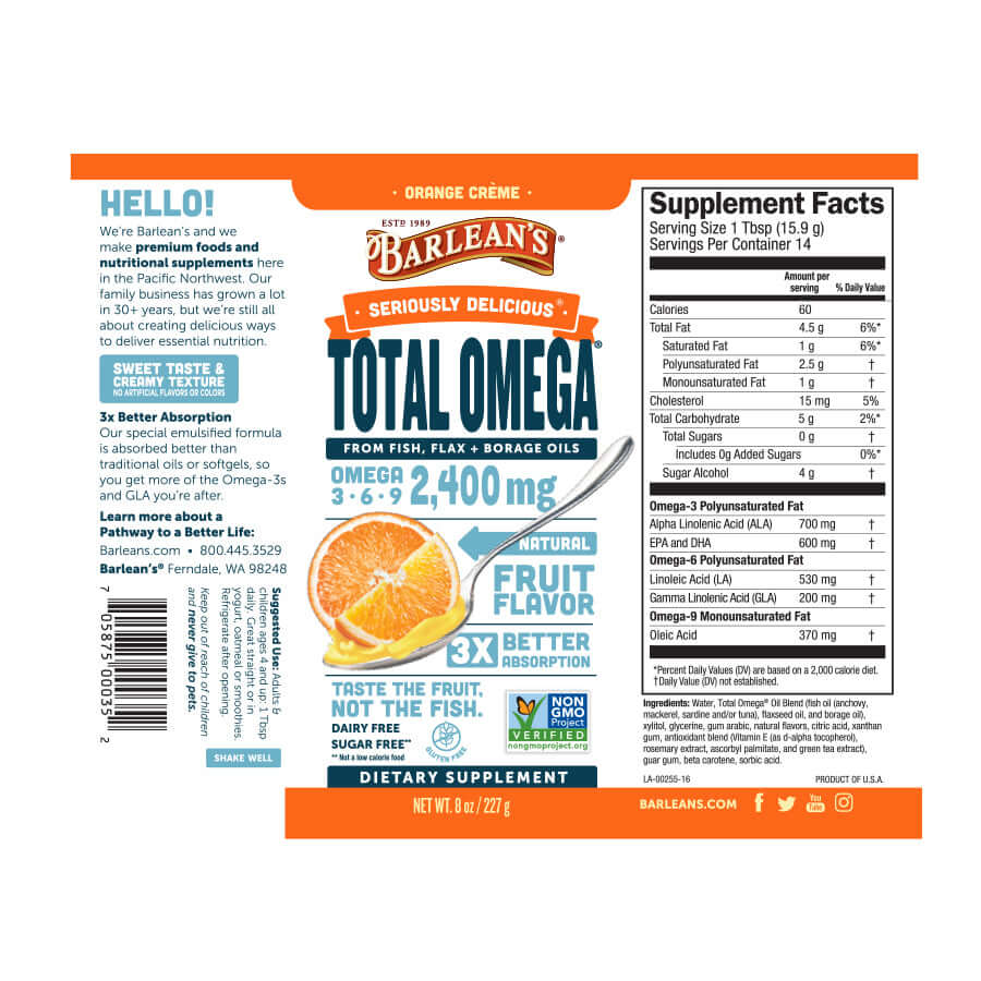 Total Omega® 3-6-9 - Orange Crème full label