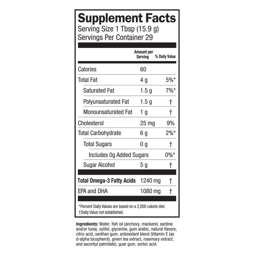 Seriously Delicious fish oil in piña colada smoothie flavor supplement facts