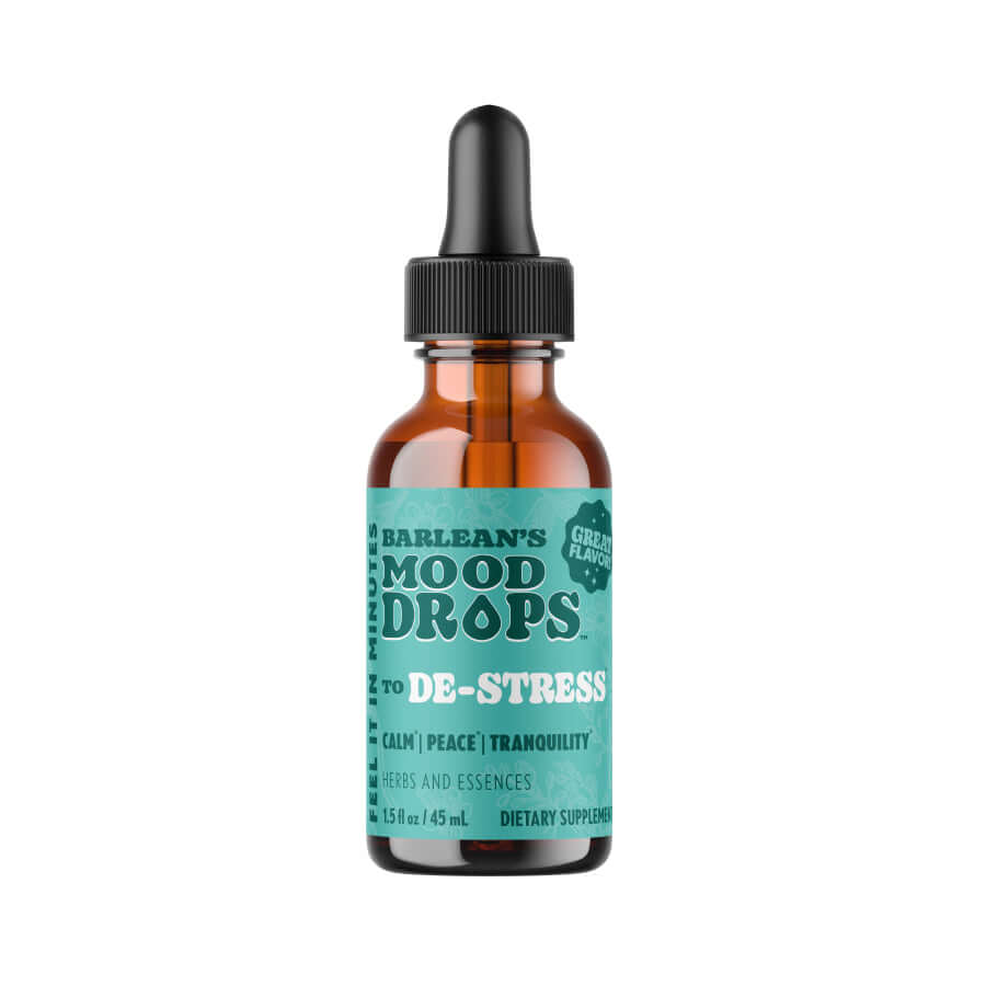 Barlean’s Mood Drops to De-Stress 2oz herbal supplement bottle