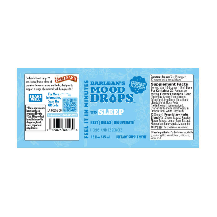 Sleep Mood Drops full label