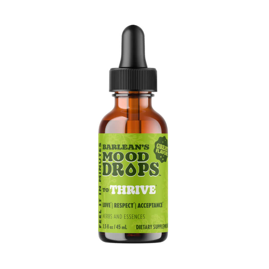 Barlean’s Thrive Mood Drops bottle – Liquid Mood Support
