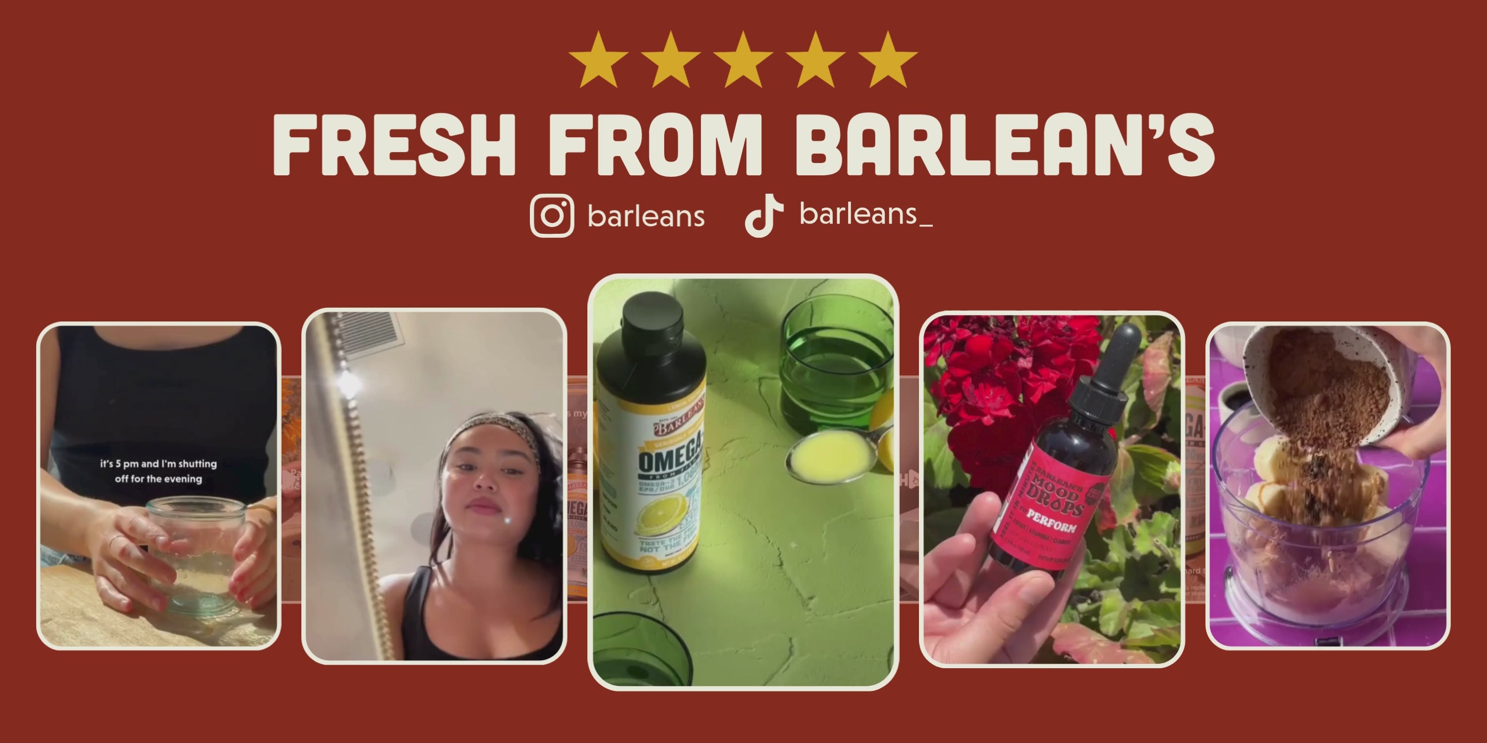 Load video: Carousel of Barlean's social media feed, highlighting popular videos on Instagram and TikTtok