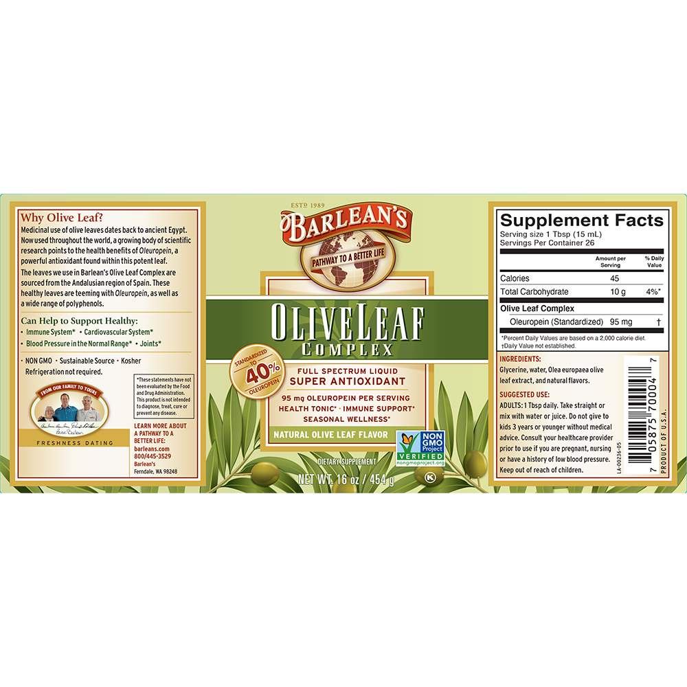 
                                
                                    Olive Leaf Complex - Natural Flavor
                                
                            