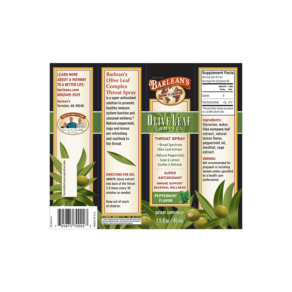 
                                
                                    Olive Leaf Complex Throat Spray - Peppermint
                                
                            