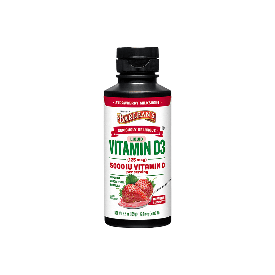 Barlean’s Vitamin D3 Strawberry Milkshake liquid bottle