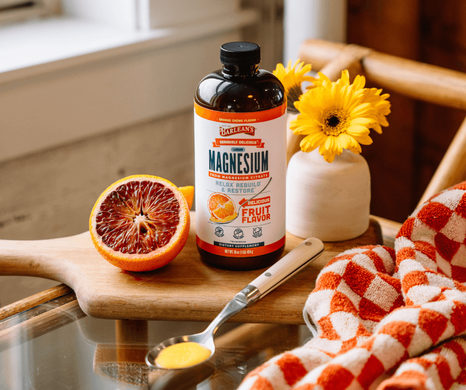 Magnesium: The Mineral Your Heart Needs - relaxation supplement with blood orange and flowers.