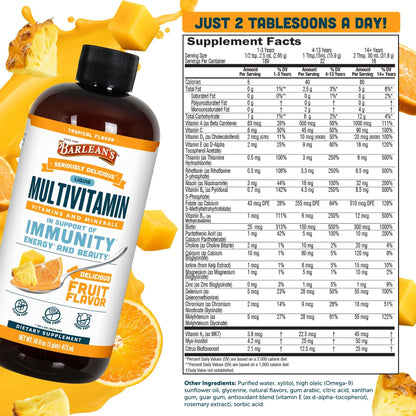 Barlean's Tropical Liquid Multivitamin supplement facts
