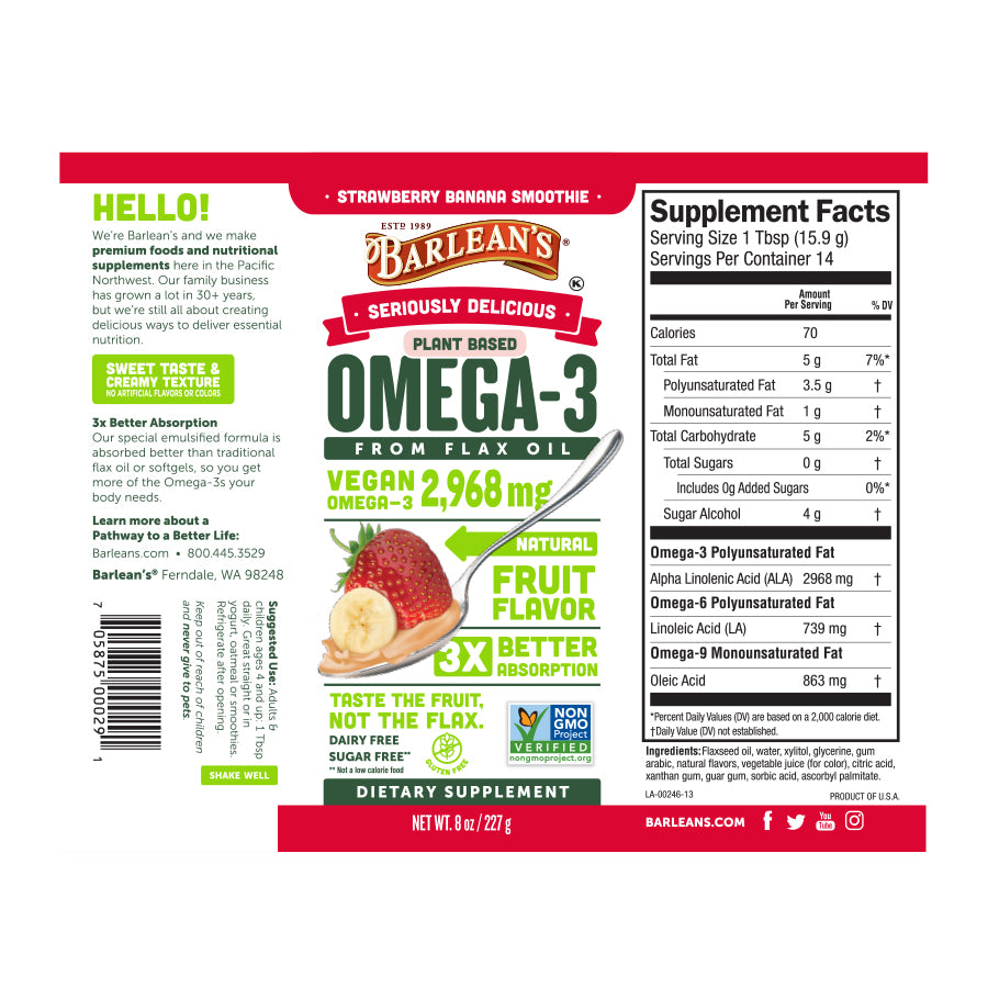 
                                
                                    Strawberry Banana Smoothie Flax Oil
                                
                            