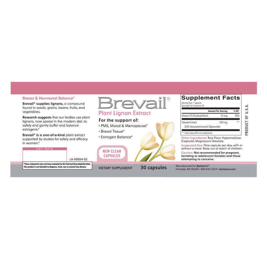 
                                
                                    Barlean’s Brevail packaging full label – women’s hormone balance
                                
                            