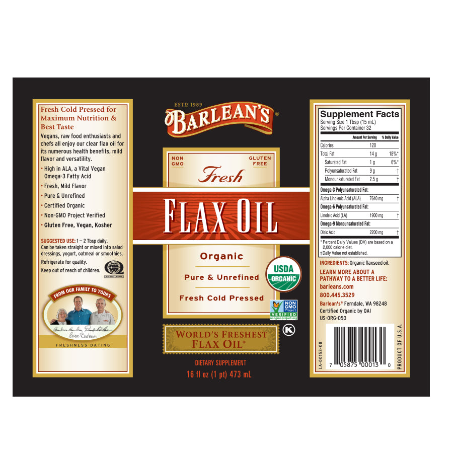 
                                
                                    Organic Fresh Flax Oil
                                
                            