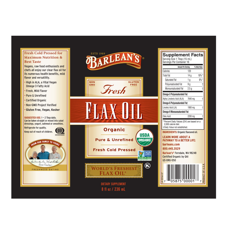 
                                
                                    Organic Fresh Flax Oil
                                
                            