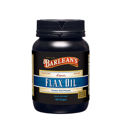 Plant-based omega-3 capsules with lignans bottle with white background