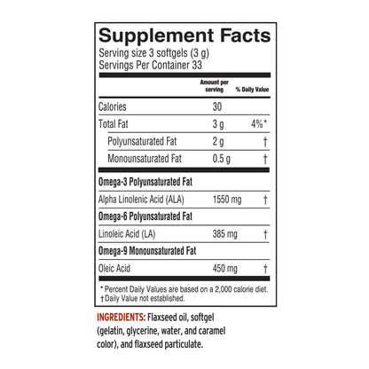 Barlean’s flax oil supplement in capsule form supplement facts