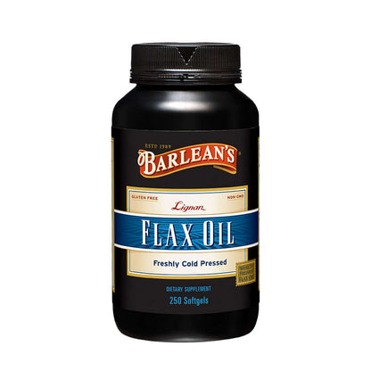 Plant-based omega-3 capsules with lignans bottle with white background