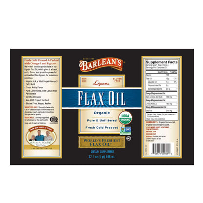 Cold-pressed flax and borage oil liquid supplement full label