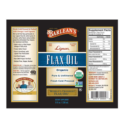 Cold-pressed flax and borage oil liquid supplement full label