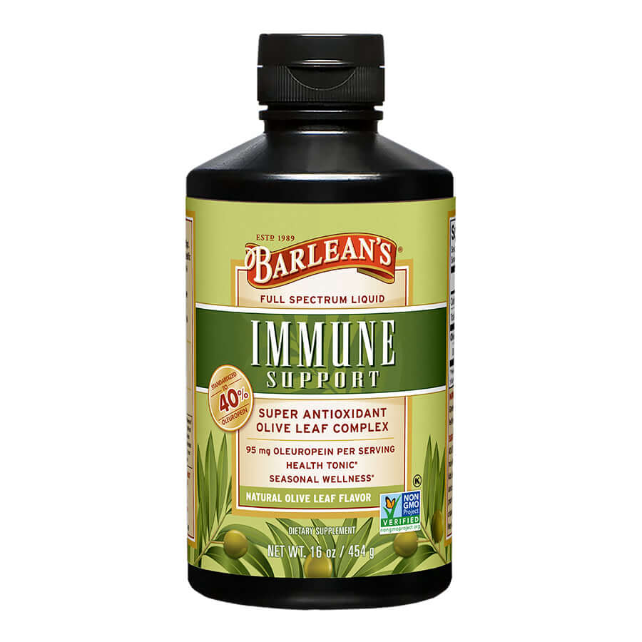 
                                
                                    Barlean’s Immune Support Natural Olive Leaf Oil bottle
                                
                            