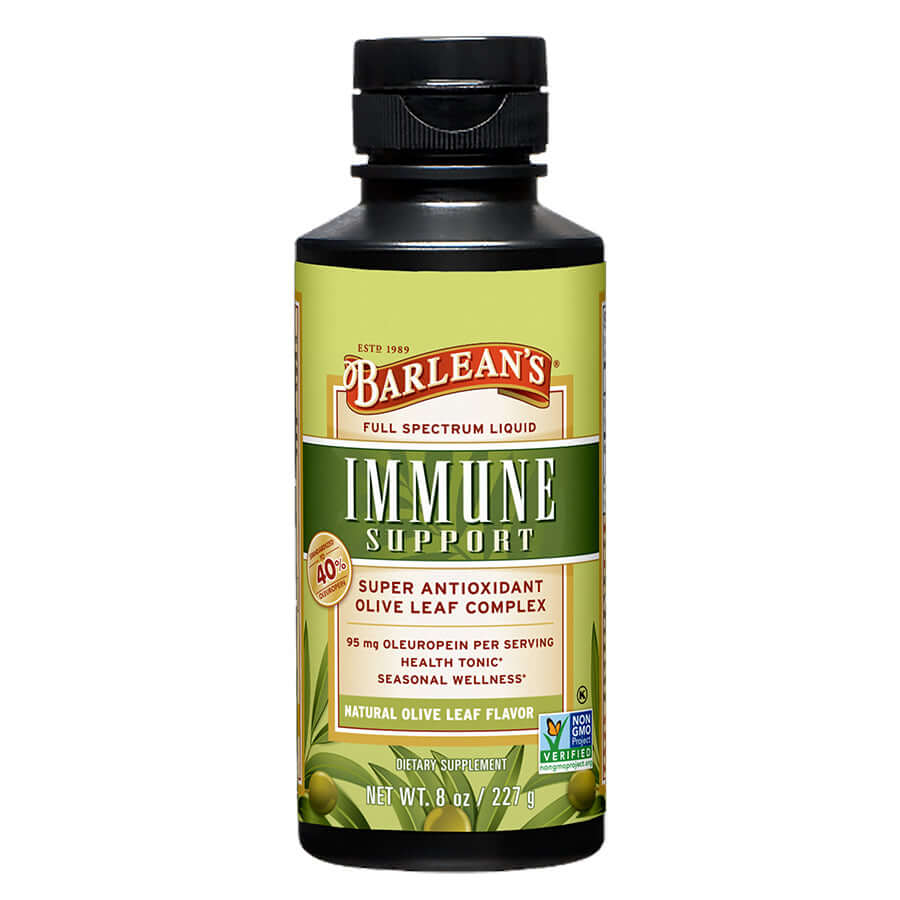 Barlean’s Immune Support Natural Olive Leaf Oil bottle