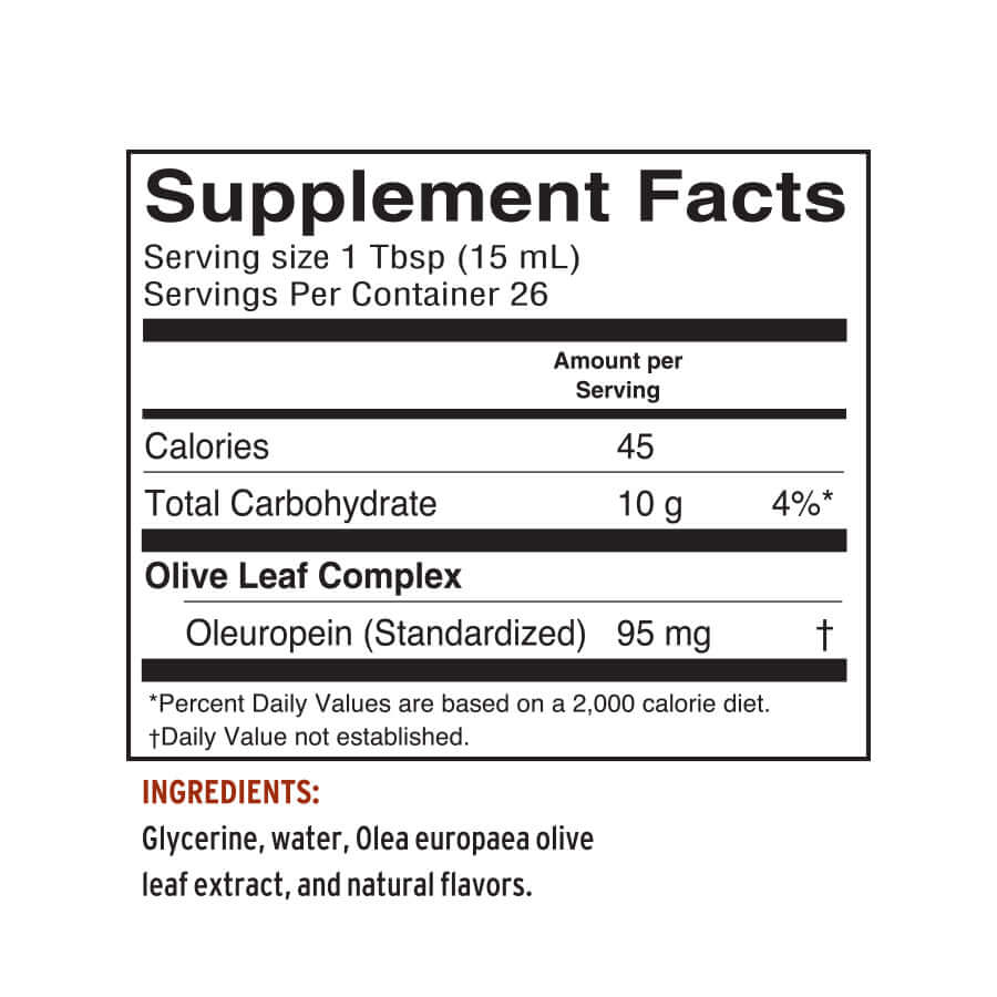 
                                
                                    Unflavored olive leaf oil immune support supplement facts
                                
                            