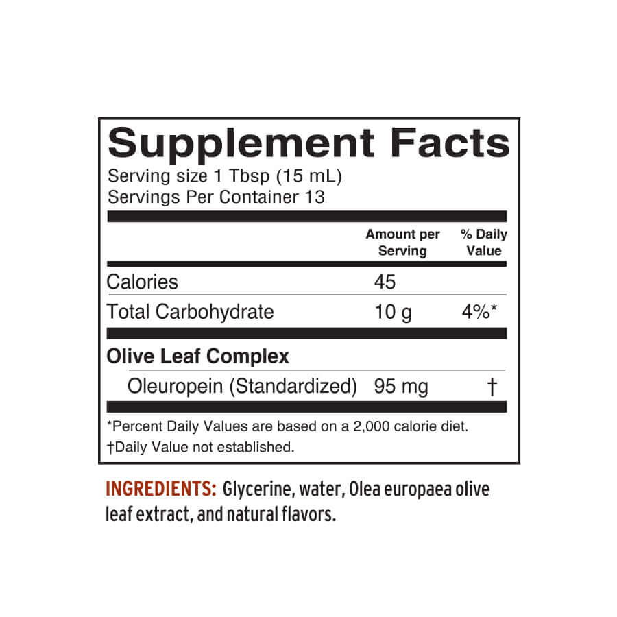
                                
                                    Unflavored olive leaf oil immune support supplement facts
                                
                            