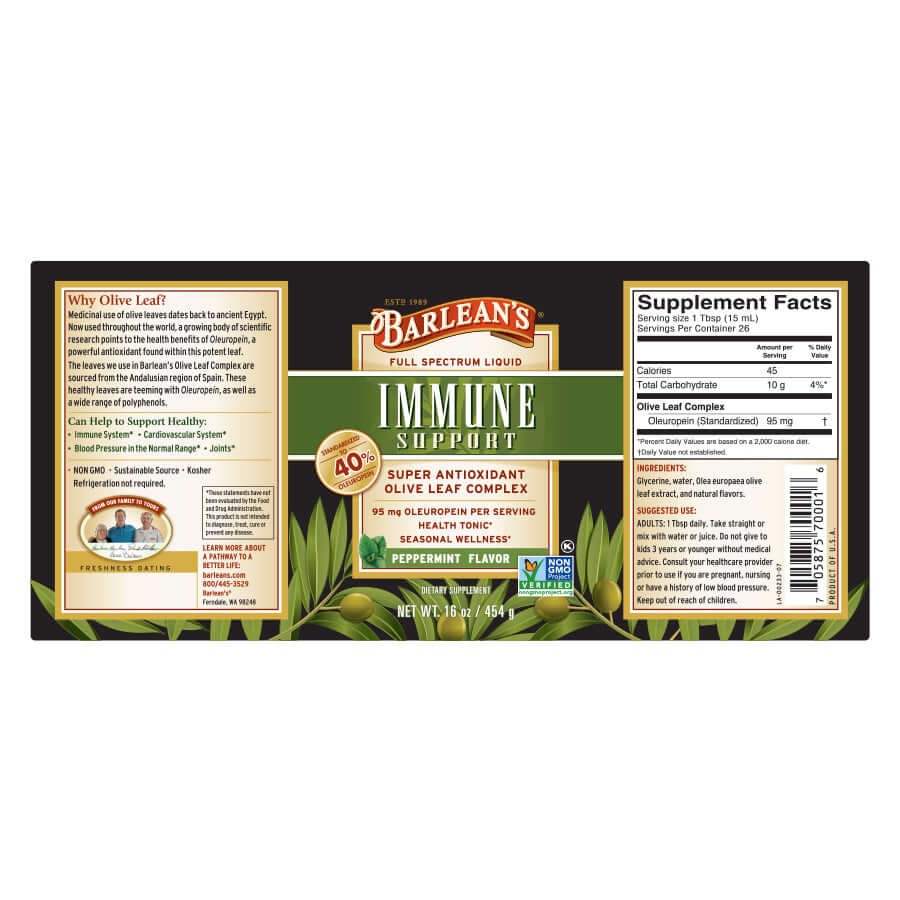 
                                
                                    Refreshing herbal immune liquid supplement from Barlean’s full label
                                
                            