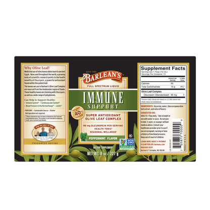 Refreshing herbal immune liquid supplement from Barlean’s full label