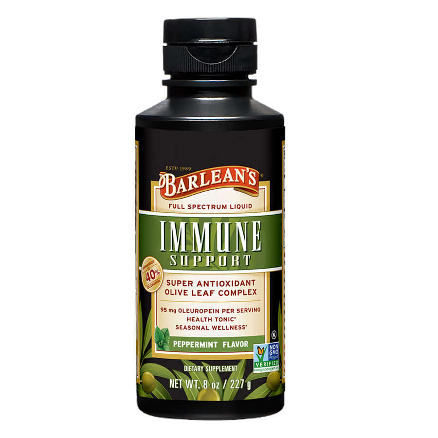 Barlean’s Immune Support Peppermint Olive Leaf Oil bottle