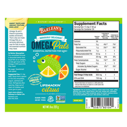 Seriously Delicious® fish oil label with emulsified texture