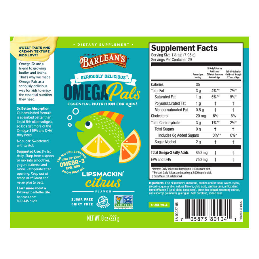 
                                
                                    Seriously Delicious® fish oil label with emulsified texture
                                
                            