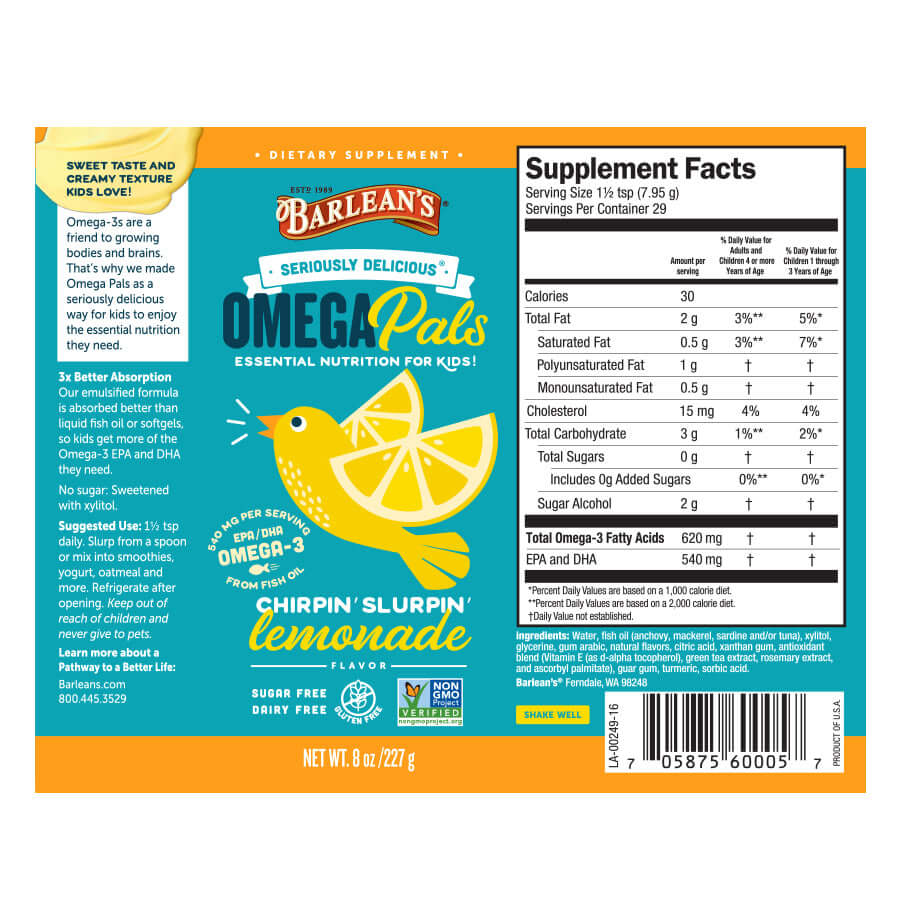 
                                
                                    Creamy lemonade-flavored fish oil supplement with no burps or aftertaste full label
                                
                            