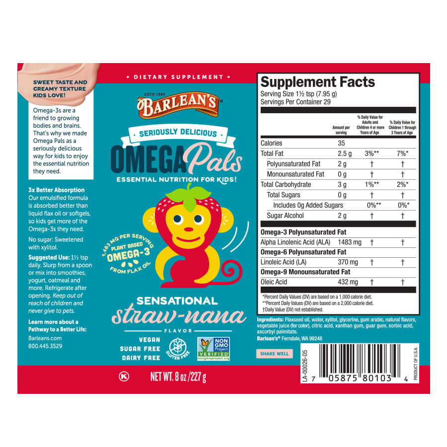 
                                
                                    USDA Organic, vegan omega-3 ALA product label
                                
                            