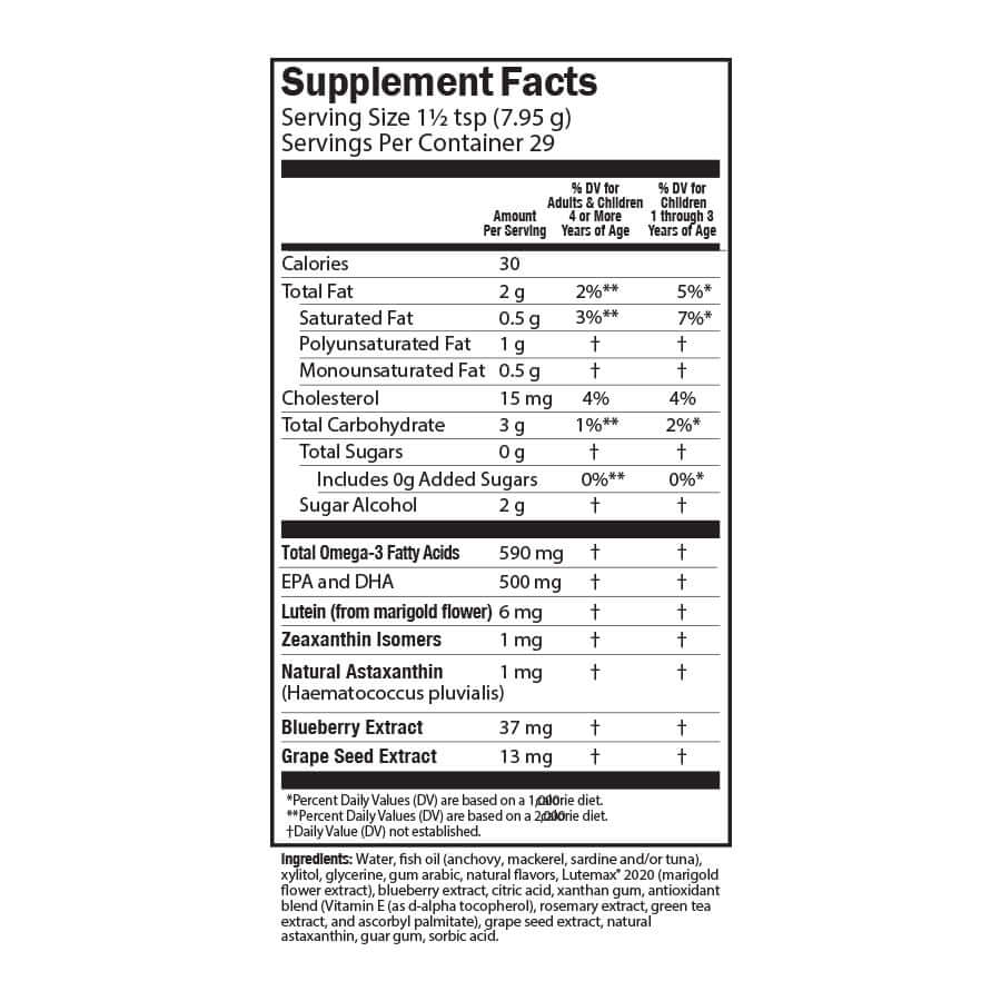 
                                
                                    Lutein and zeaxanthin supplement in omega-3 formula for kids supplement facts
                                
                            
