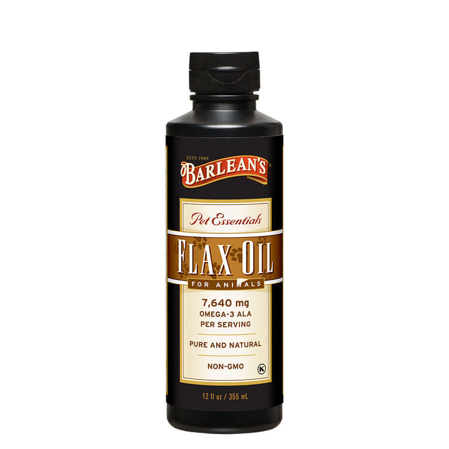 Barlean’s Flax Oil for Animals bottle – pet omega-3 supplement