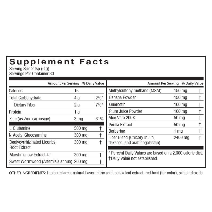 
                                
                                    Digestive support powder with L-glutamine and aloe supplement facts
                                
                            