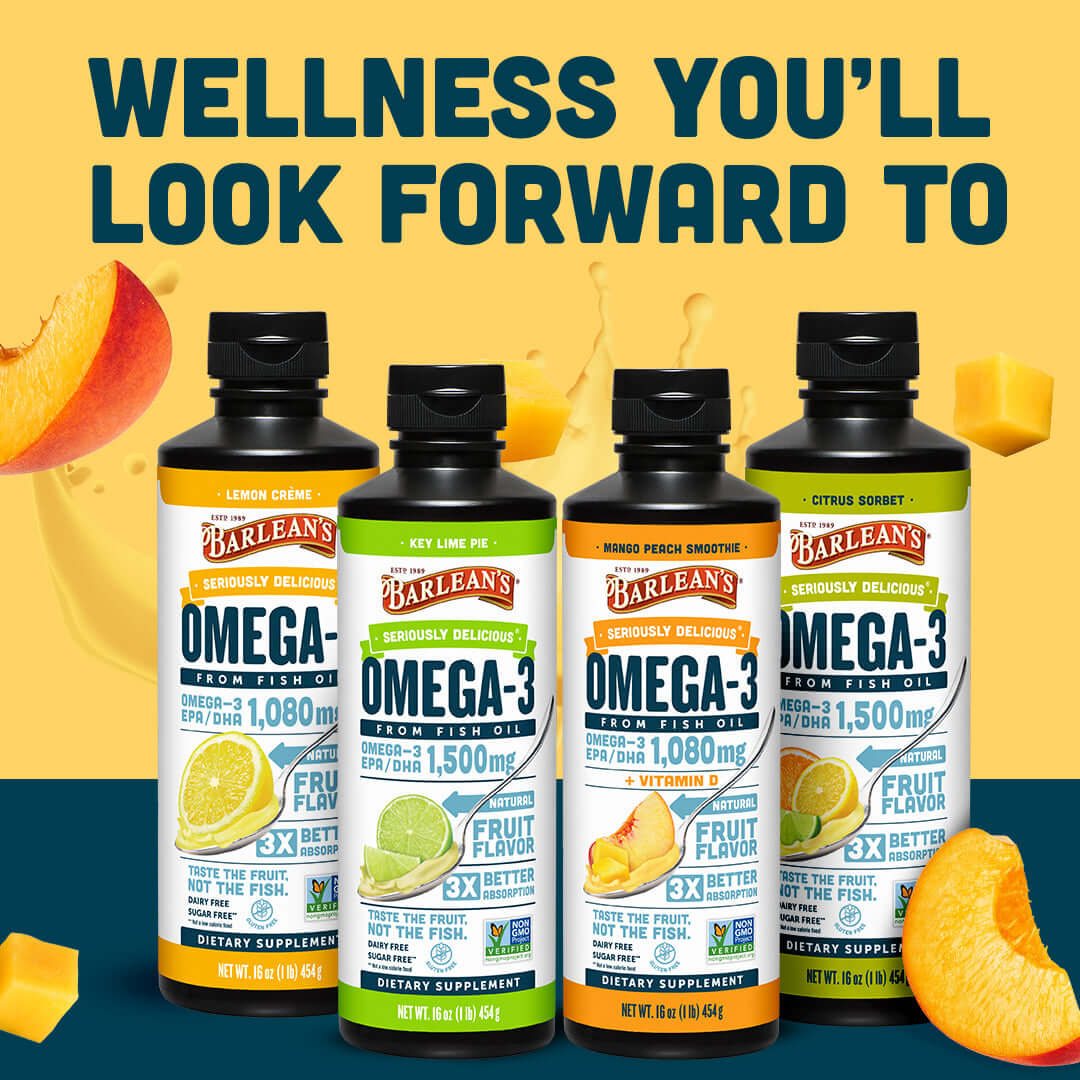 Mango Peach Smoothie Fish Oil + Vitamin D3 is a delicious way to support bone health, heart health, and immune support.
