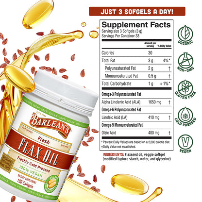 Fresh Flax Oil Vegan Omega-3 Softgels