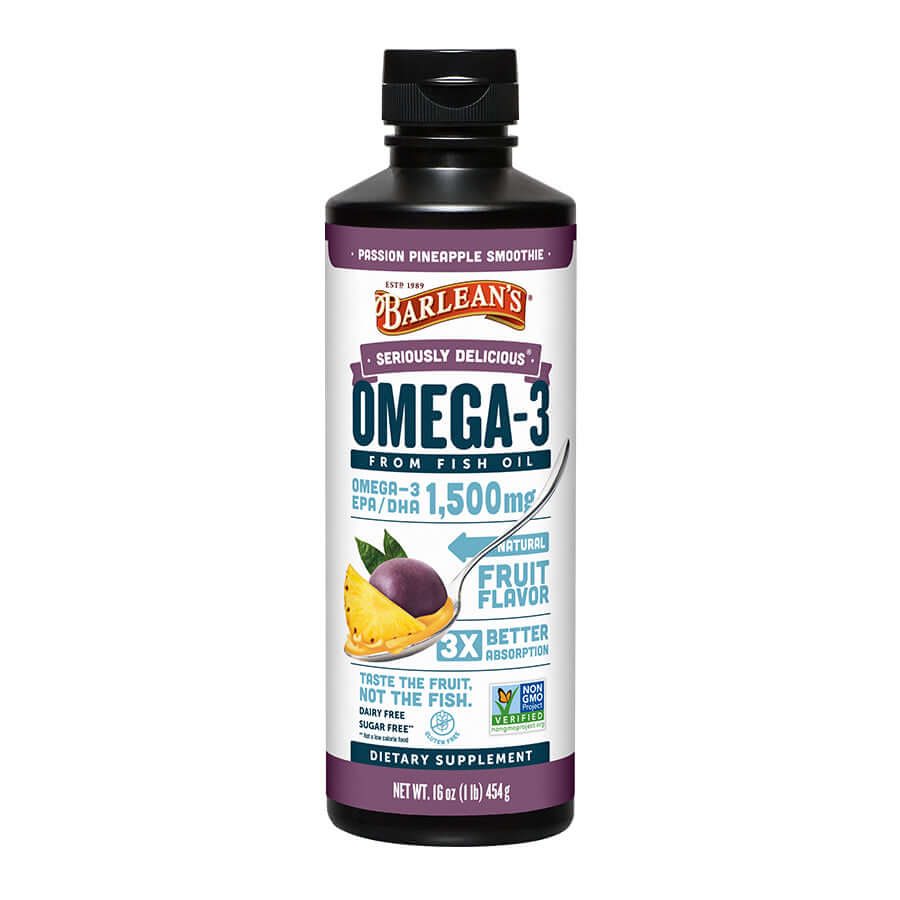 Barlean’s Passion Pineapple Fish Oil bottle